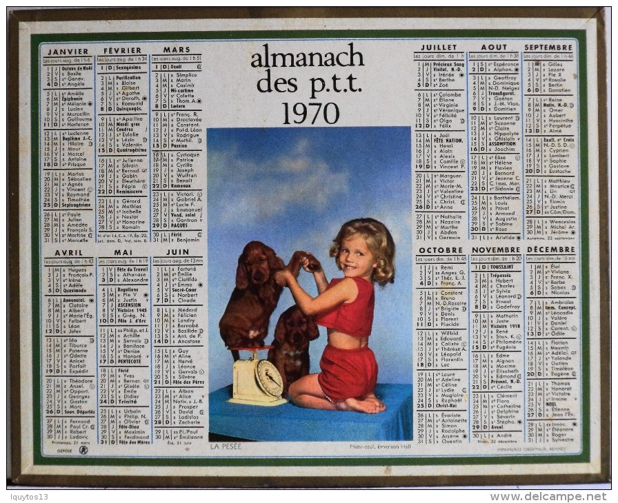 CALENDRIER ANNEE 1970 - Bouches-du-Rhône - Calendrier Oberthur Imprimeur Bon état - Big : 1961-70