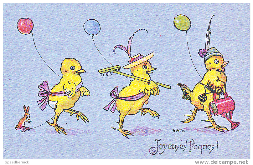 23820 Joyeuses Paques  -  Coq Poule Poussin Oeuf Ronde Ballon Defile Lapin Chasse - Dessin -ed ? RKW 4613-2 - Pâques