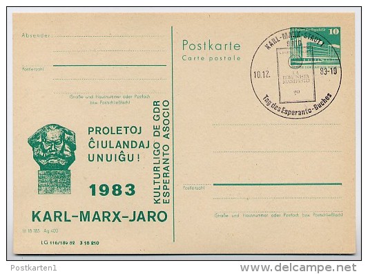 DDR P84-47-83 C54 Postkarte Zudruck ESPERANTO KARL-MARX-JAHR Sost. 1983 - Esperanto