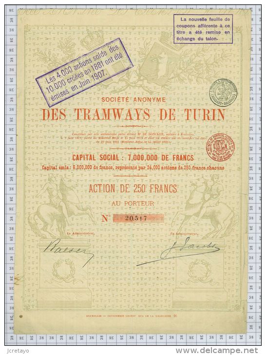 Sa Des Tramways De Turin - Chemin De Fer & Tramway