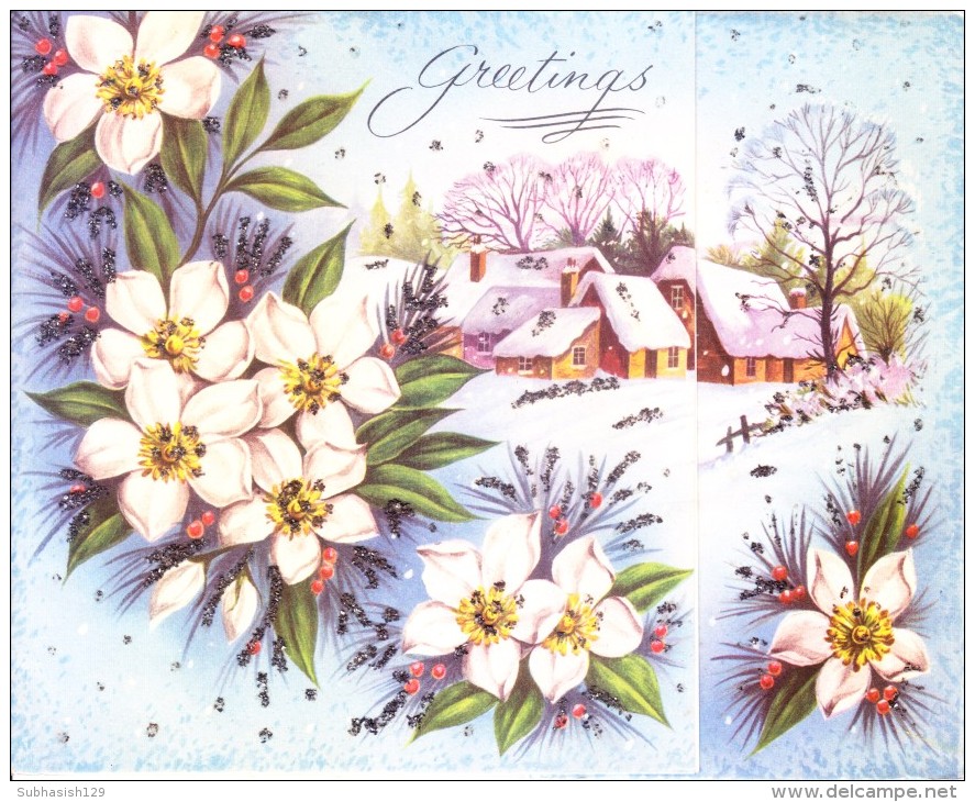 VERY OLD & VINTAGE GREETINGS CARD - IDD MUBARAK - CHRISTMAS AND NEW YEAR GREETINGS - PRINTED IN ENGLAND - Sonstige & Ohne Zuordnung