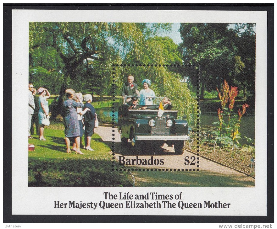 Barbados MNH Scott #664 Souvenir Sheet $2 Opening The Garden Center, Syon House - Queen Mother´s 85th Birthday - Barbades (1966-...)