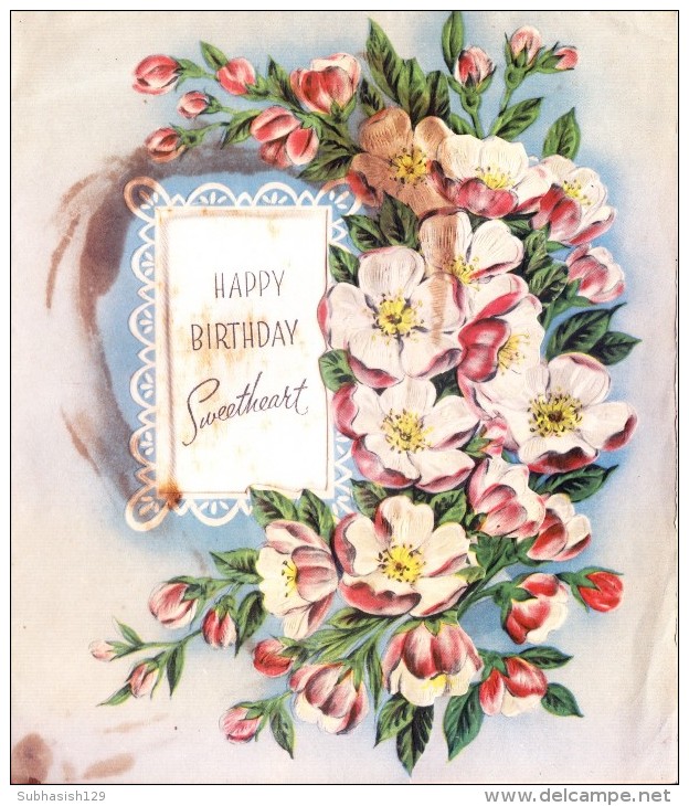 VERY OLD & VINTAGE GREETINGS CARD - 1956 - BIRTH DAY GREETINGS - PRINTED IN ENGLAND - Autres & Non Classés