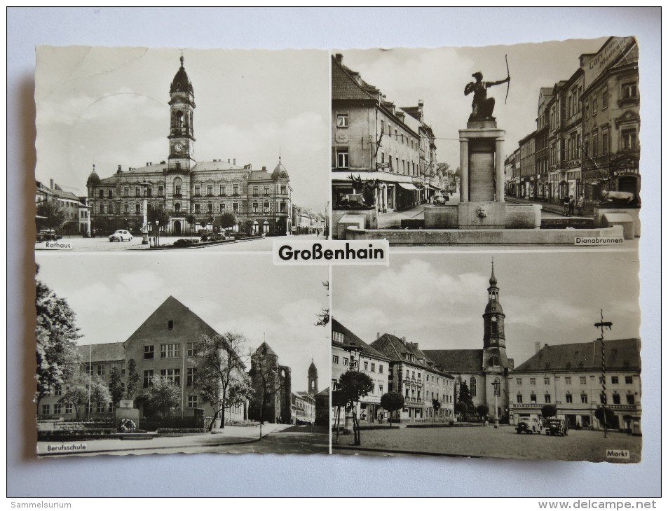 (4/5/96) AK "Großenhain" Rathaus, Dianabrunnen, Berufschule Und Markt - Grossenhain