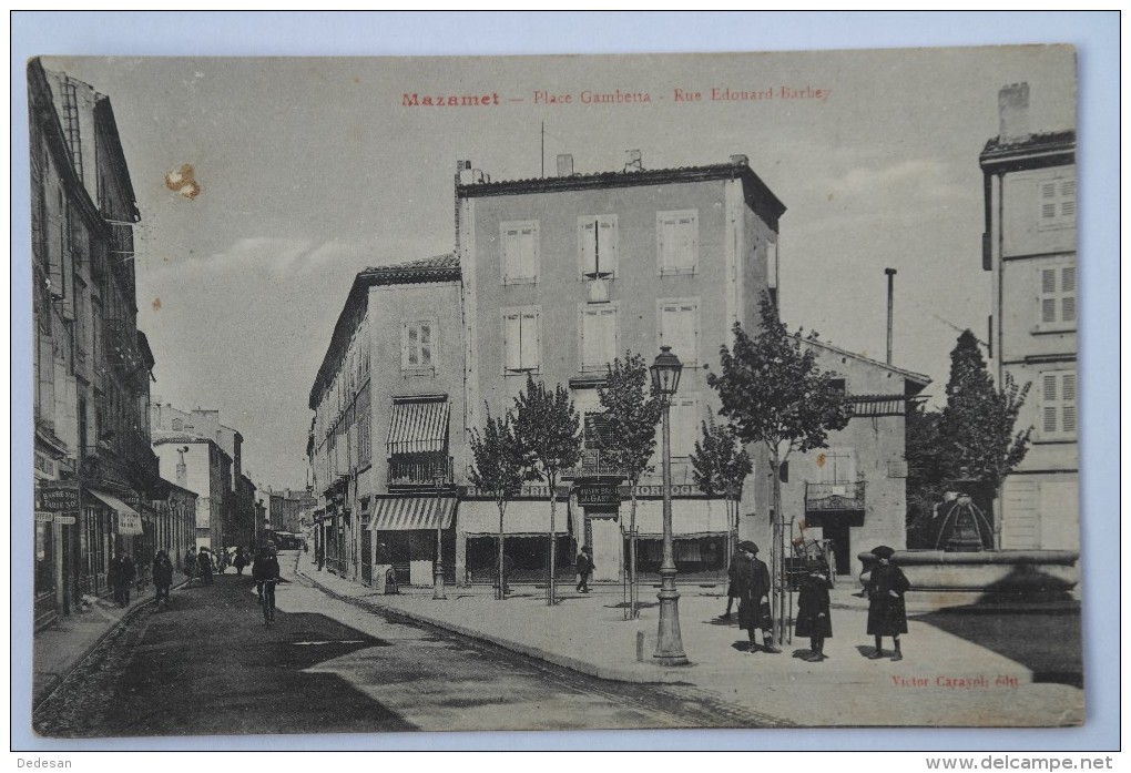 CPA Mazamet Place Gambetta Rue Edouard Barbey - Animé Vue Rare 1918 - KC01 - Mazamet