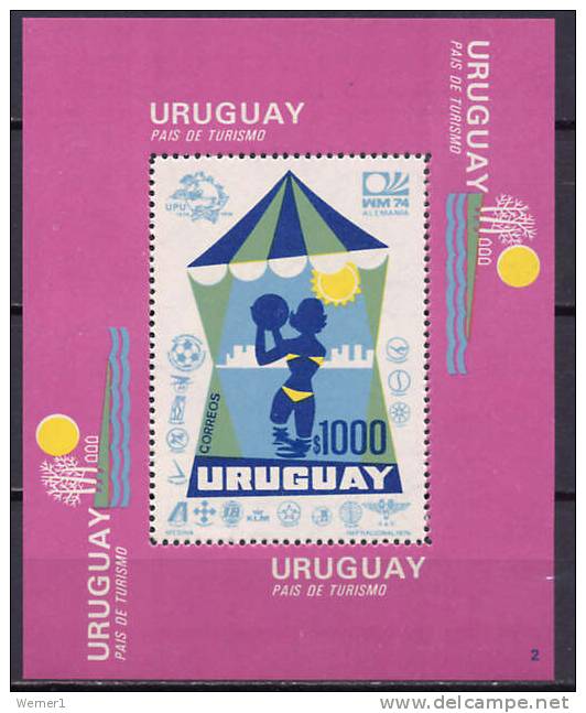 Uruguay 1974 Football Soccer World Cup S/s Number "2" In Lower Right Corner MNH - 1974 – Alemania Occidental