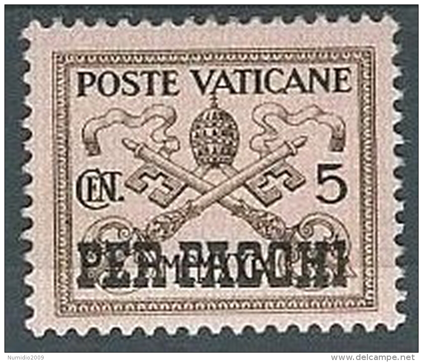 1931 VATICANO PACCHI POSTALI 5 CENT MH * - EDV12 - Colis Postaux