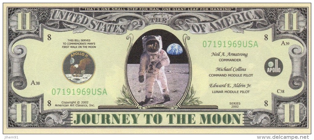 Billet De $11 Dollars émis En 2002  - Apollo 11 - Premier Pas Sur La Lune (§) - Collections