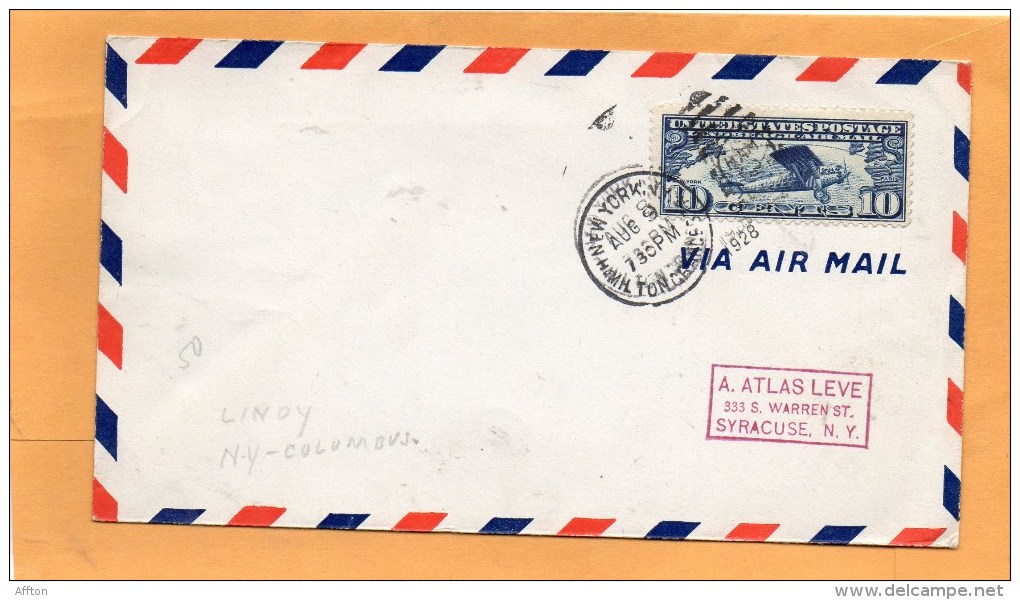 LIndbergh Flight August 9 1928 Air Mail Cover Mailed - 1c. 1918-1940 Briefe U. Dokumente