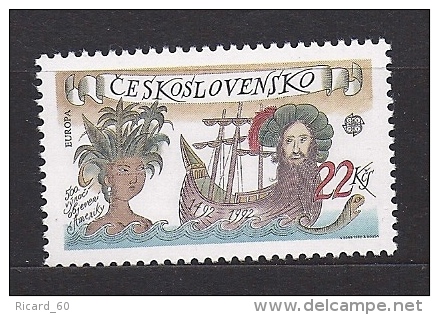 Timbre(s) Neuf(s) **tchécoslovaquie, Europa 1992,n°2913 Y Et T,découverte De L´amérique Par Christophe Colomb, Caravelle - Unused Stamps