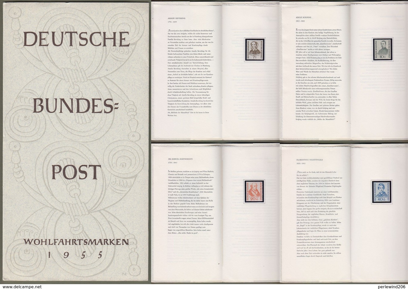 Minister Card - Ministerkarte Typ I, Mi.-Nr. 222-25: " Wohlfahrt 1955: Sieveking, Kolping, Hahnemann, Nightingale " RR X - Briefe U. Dokumente