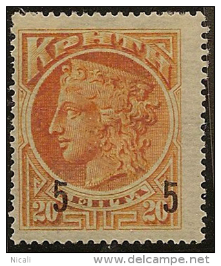 CRETE 1904 5c On 20l Hera SG 20 HM #BR24 - Kreta