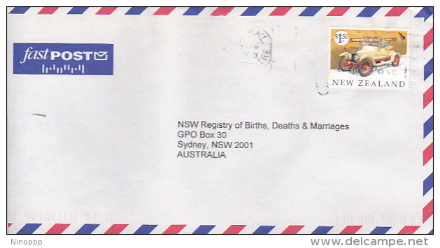 New Zealand 2003 Veteran Vehicles, Talbot, On Cover Sent To Australia - Covers & Documents