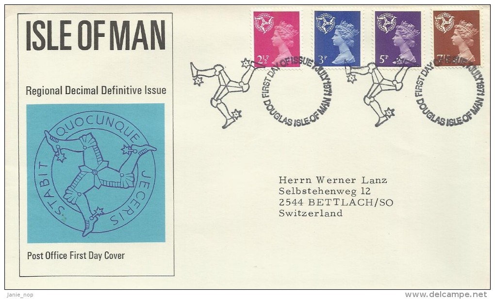 Great Britain 1971 Regional Decimal Definitive Addressed FDC - 1971-1980 Em. Décimales