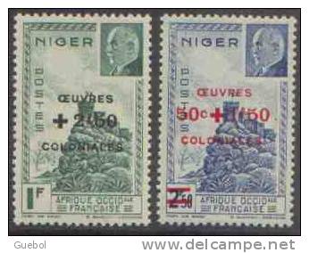 Détail De La Série Maréchal Pétain Surchargés -> Oeuvres Coloniales * Niger N° 95 - 96 - 1944 Maréchal Pétain, Surchargés – Œuvres Coloniales