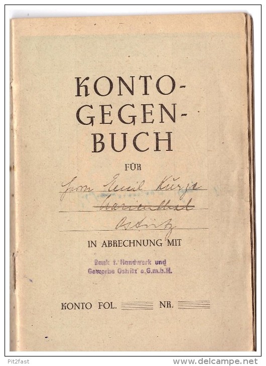 Konto - Gegenbuch , Ostritz 1950 , Sparkasse , Bank Für Handwerk , Emil Kurze , Geld , Sparbuch , Görlitz !!! - Banque & Assurance