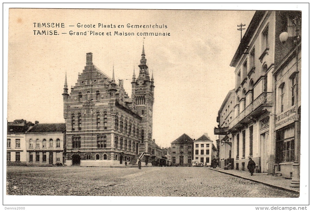 TEMSE - TAMISE - TEMSCHE - Grand'Place Et Maison Communale -Grotte Plaats En Gemeentehuis -Ed. E. De Landtsheer, Temsche - Temse