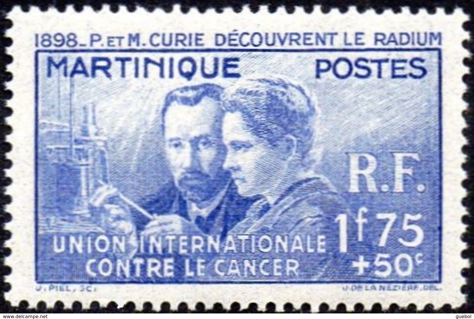 Pierre Et Marie Curie Détail De La Série ** Martinique N° 167 - Recherche Sur Le Cancer - 1938 Pierre Et Marie Curie