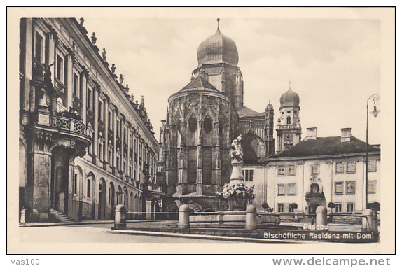 CPA PASSAU- CHURCH, FOUNTAIN - Passau