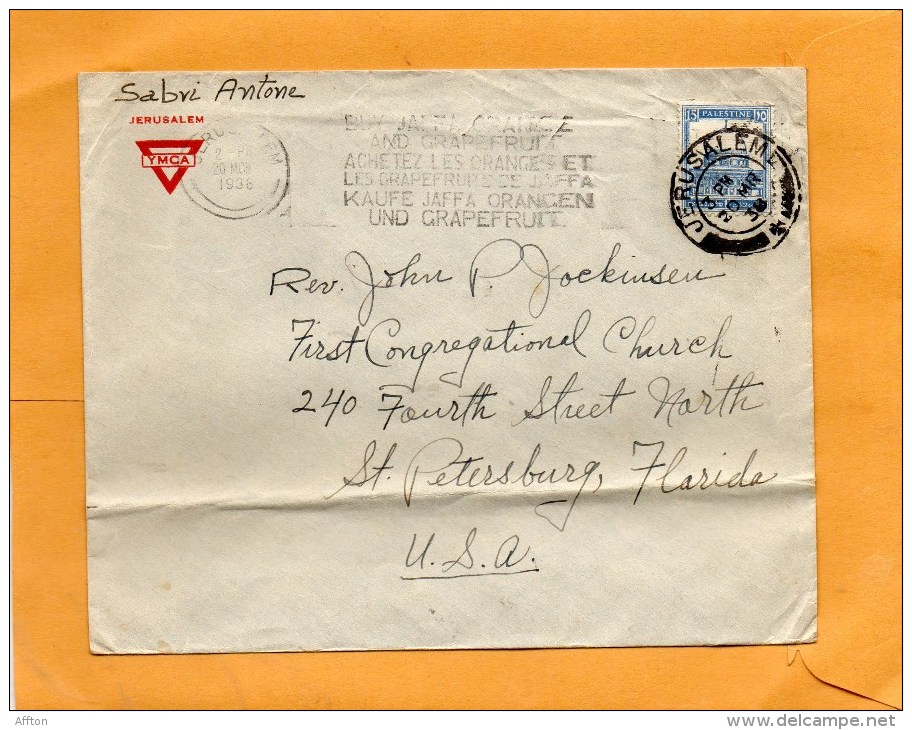 Palestine 1938 Cover Mailed To USA - Palestine