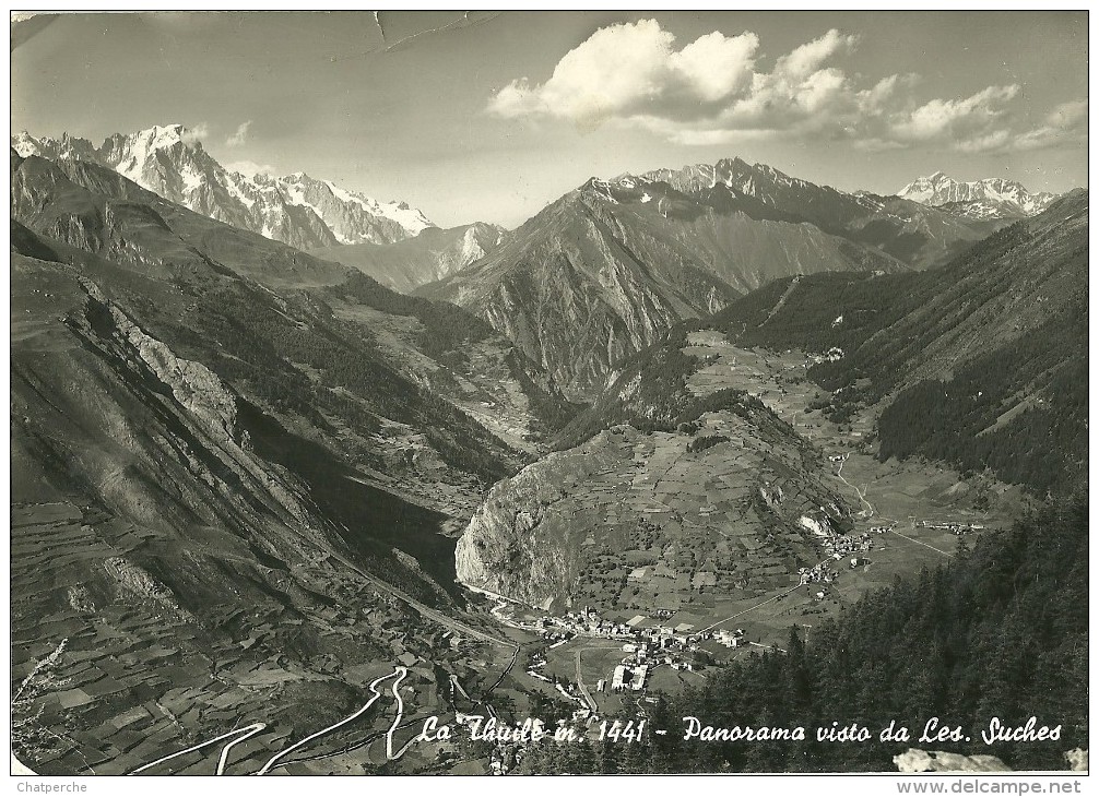 AOSTE ITALIE LA THUILE PANORAMA VISTO DA LES SUCHES EDIT. FUSERO IDA ECRITE CIRCULEE 1953 - Other & Unclassified