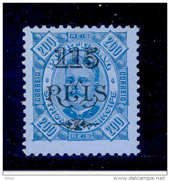 ! ! St. Thomas - 1902 D. Carlos W/OVP 115 R - Af. 76 - No Gum - St. Thomas & Prince