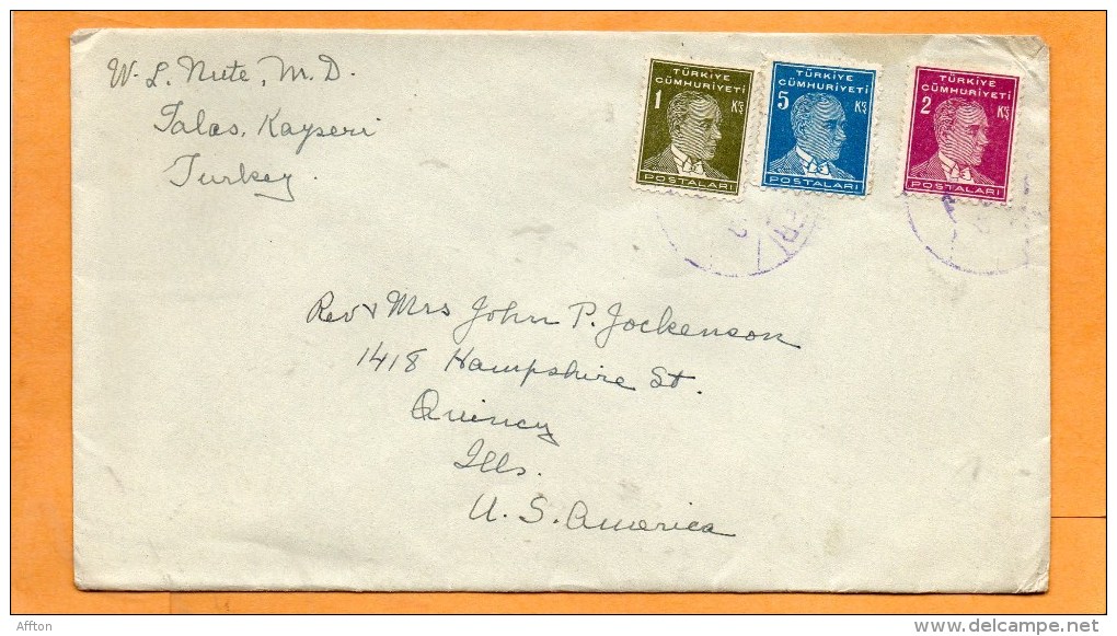 Turkey Old Cover Mailed To USA - Brieven En Documenten