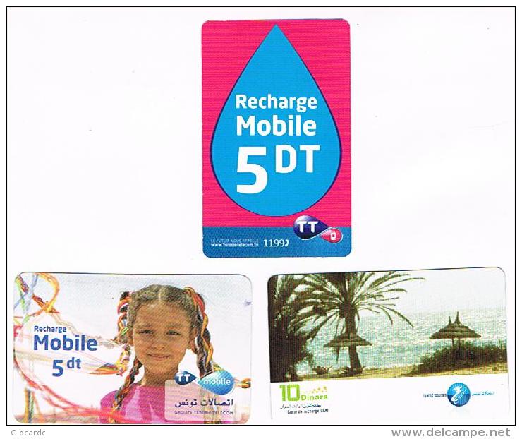 TUNISIA  -  TUNISIE TELECOM  (GSM RECHARGE) - LOT OF 3 DIFFERENT  -  USED  -  RIF. 8104 - Tunisia