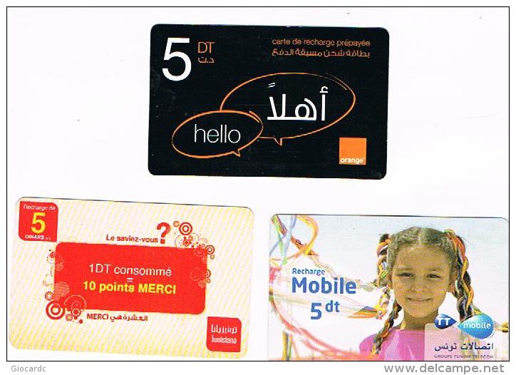 TUNISIA  -   (GSM RECHARGE) -  LOT OF 3 DIFFERENT COMPANIES     -  USED  -  RIF. 8106 - Tunesië