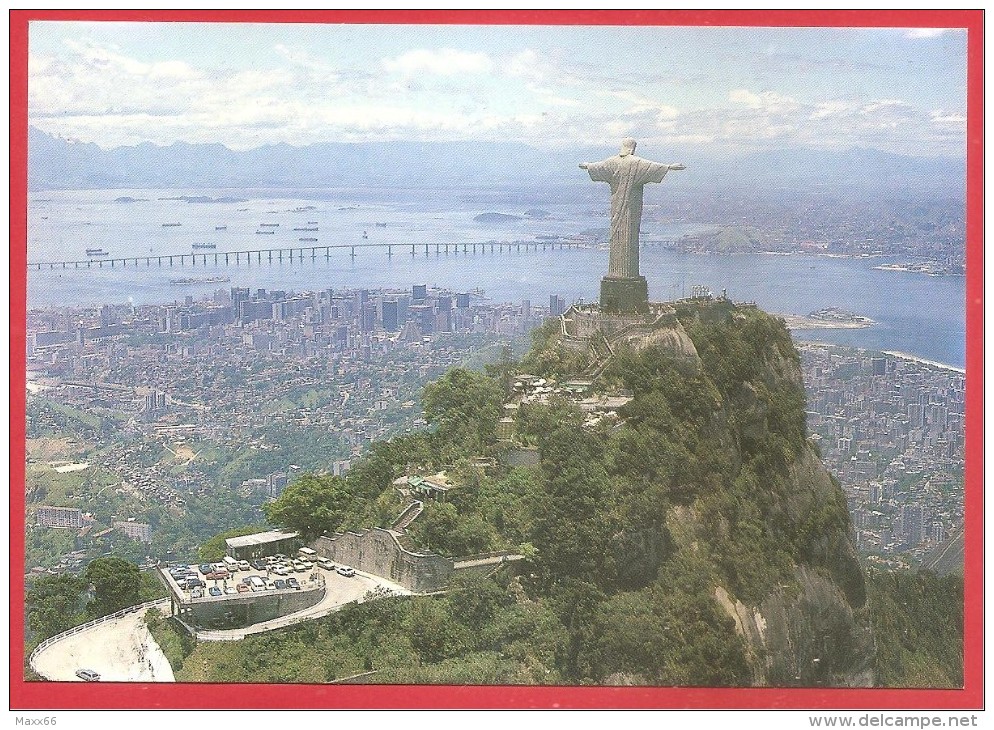 CARTOLINA NV BRASILE - RIO DE JANEIRO - Vista Aerea Del CRISTO REDENTOR - Guanabara Bay - 10 X 15 - Rio De Janeiro