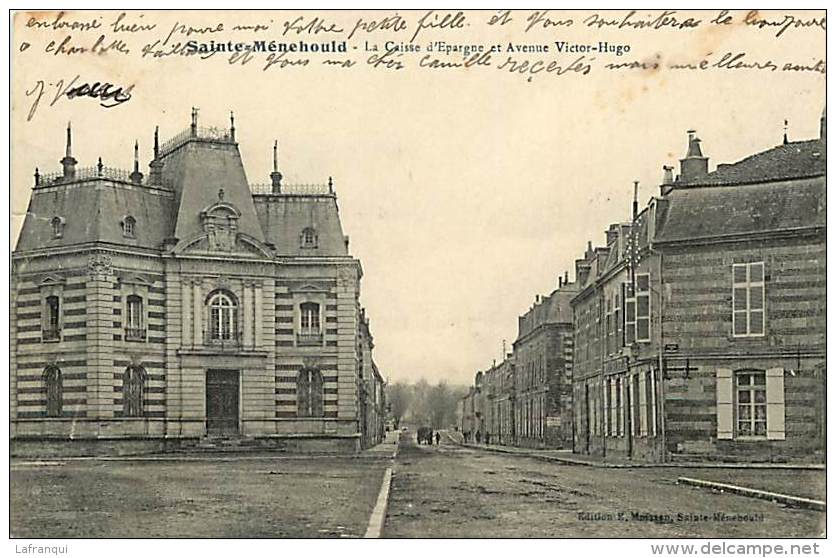 Depts Divers - Marne -ref M912- Sainte Menehould -ste Menehould - Caisse D Epargne Et Ave Victor Hugo -carte Bon Etat - - Sainte-Menehould