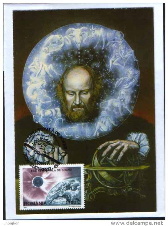 Romania-  Maxicard,carte Postale Maximum 1999-Astrology, Total Eclipse Of The Sun ,The Astrologer - Astrology