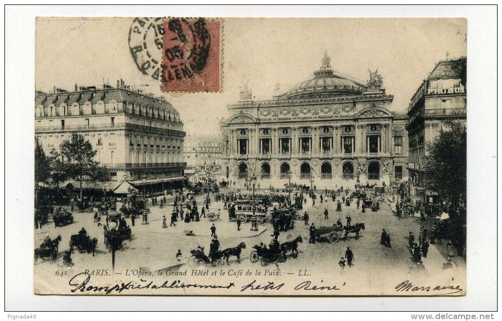 CP , 75 , PARIS , L'Opéra Et Le Café De La Paix - Other & Unclassified