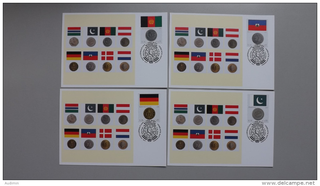 UNO-Wien 477/84 Maximumkarte MK/MC, ESST, Flaggen Und Münzen Der Mitgliedsstaaten - Cartes-maximum