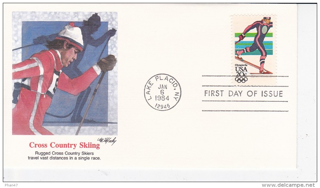 USA, LAKE PLACID, Jeux Olympiques 84, Cross Country Skiing, Ski De Fond, JO Los Angeles, FDC 06/01/1984 - 1981-1990