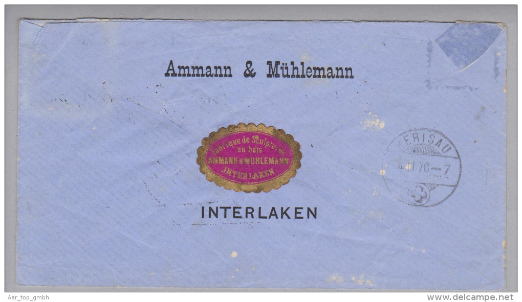 Heimat BE Bönigen 1870-02-03 Langstempel Auf Brief Nach Herisau Mit 10Rp.karminr. Sitzende Helvetia - Brieven En Documenten