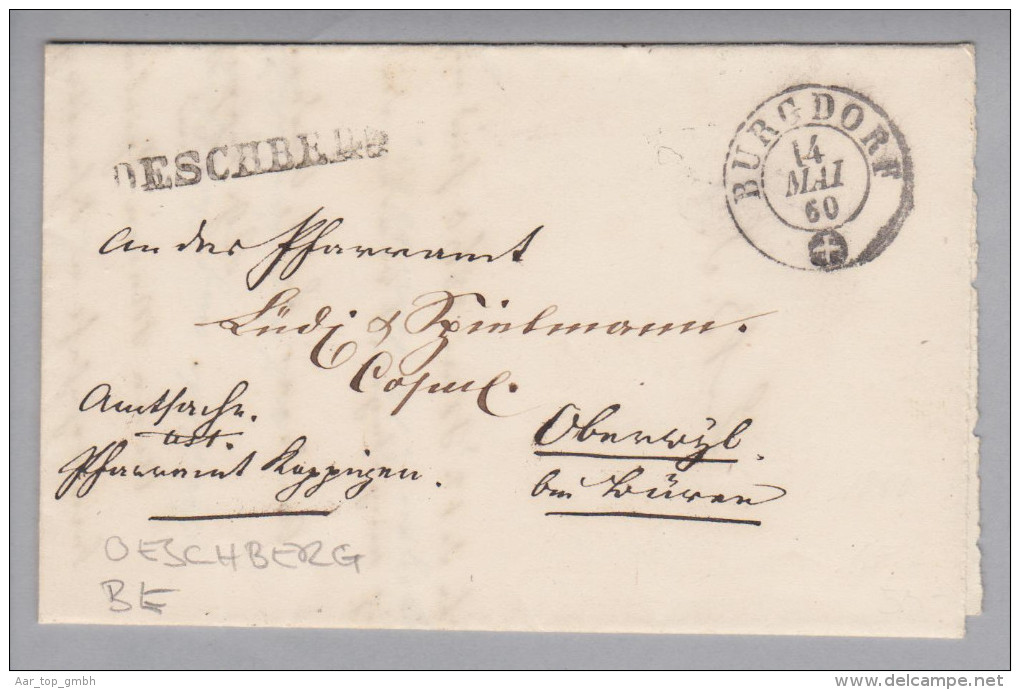 Heimat BE Oeschberg 1860-05-14 Langstempel Auf Amtlich-Brief Nach Oberwyl - Lettres & Documents