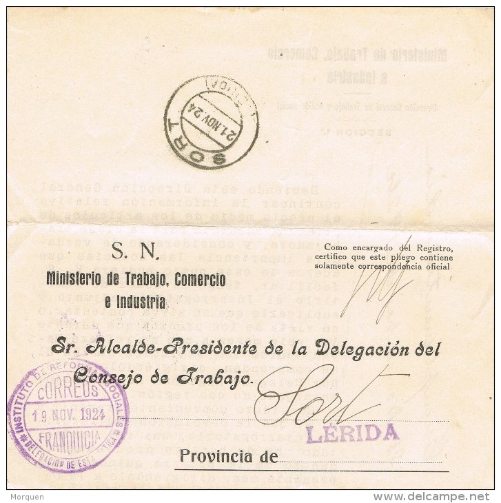 8940. Carta MADRID 1924. Franquicia Instituto Reformas Sociales - Cartas & Documentos