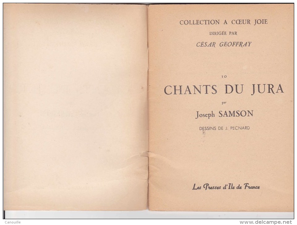 Chants Du Jura . C. Geoffray - J. Samson 1951 - Musique