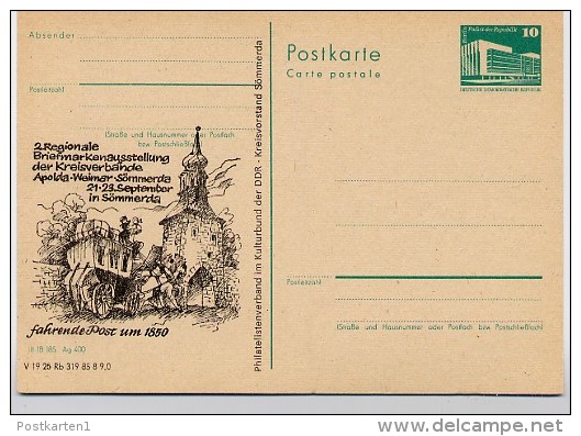 DDR P84-26b-85 C125-b Postkarte Zudruck FAHRENDE POST Sömmmerda 1985 Kat.5,00 € - Private Postcards - Mint