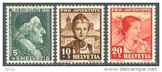 1941 SWITZERLAND PRO JUVENTUTE MICHEL: 399-401 MNH ** - Neufs