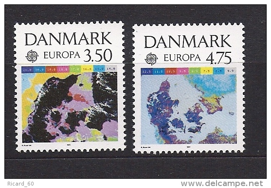 Timbre(s) Neuf(s) **danmark, Europa 1991, N°1004-5 Y Et T,europe Et Espace, Images Satellitaires, Cartes - Ungebraucht