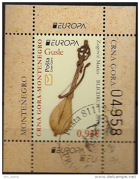 2014 Montenegro  CRNA GORA  Mi. Bl. 14 Used  . Europa: Volksmusikinstrumente. - 2014