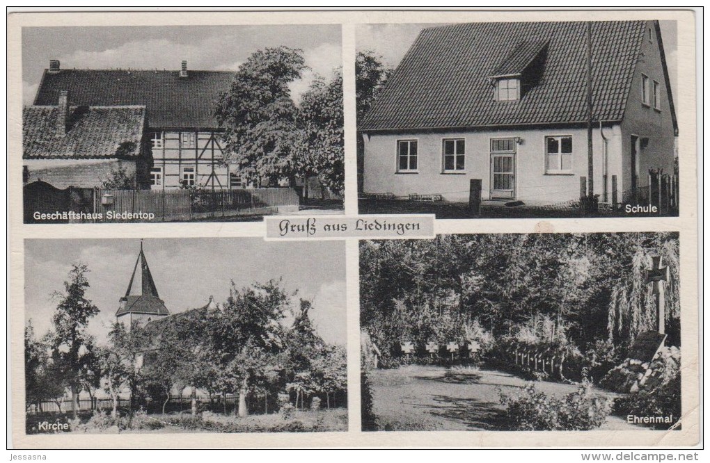 AK - Liedingen (Vechelde) Mit Geschäftshaus Siedentop - Schule - Ehrenmal - Kirche 30er - Peine