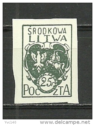 Poland;1920 Issue Stamp 25f. (Central Lithuania) MNH** - Bezetting