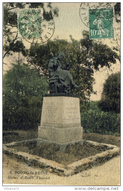 CPA  BOURG La REINE, Statue D´André Theuriet  - 2 Scans - Bourg La Reine