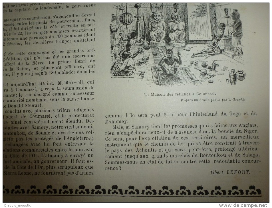 1896: Bibliophilie moderne; Expédition contre les Achantis; L' esclavage et les traites; Maison des fétiches à Coumassi