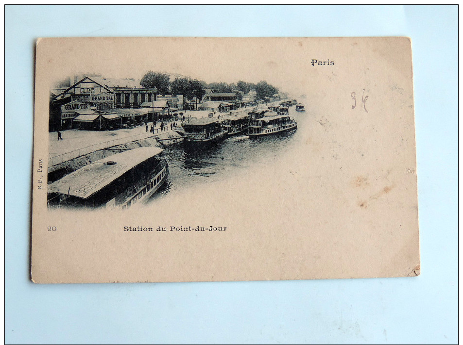 Carte Postale Ancienne Precurseur : PARIS : Station Du Point Du Jour , Belle Animation - Autres & Non Classés