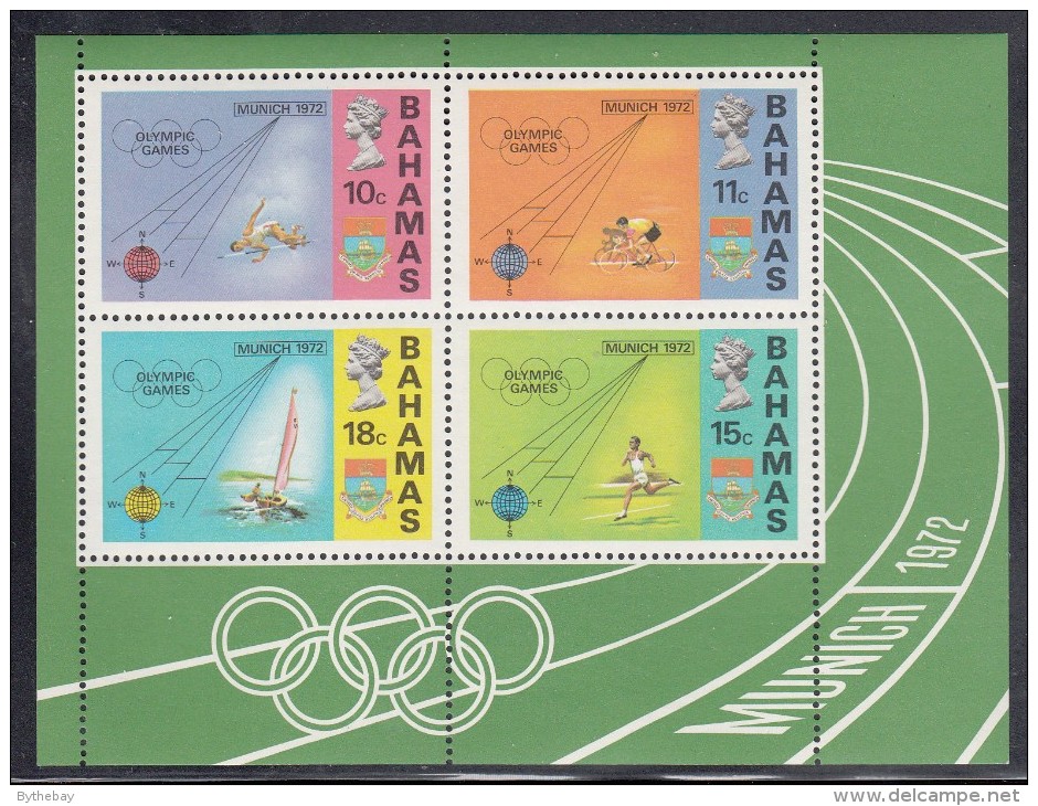 Bahamas MNH Scott #381a Souvenir Sheet Of 4 High Jump, Cycling, Running, Sailing - 1972 Summer Olympics Munich - 1963-1973 Interne Autonomie