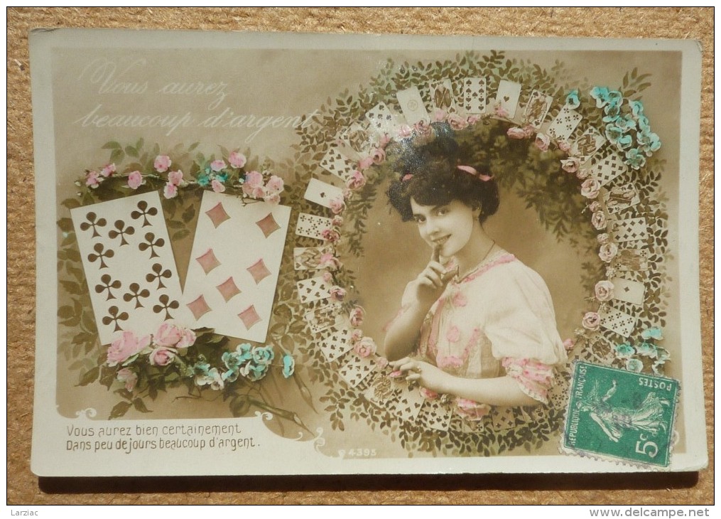 Carte Postale Ancienne Vous Aurez Beaucoup D'argent, Thème Cartes à Jouer - Playing Cards